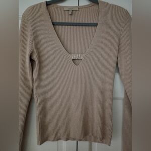 Easel Ribbed V-Neck Sweater with Embellishment.Size l . Good Condition